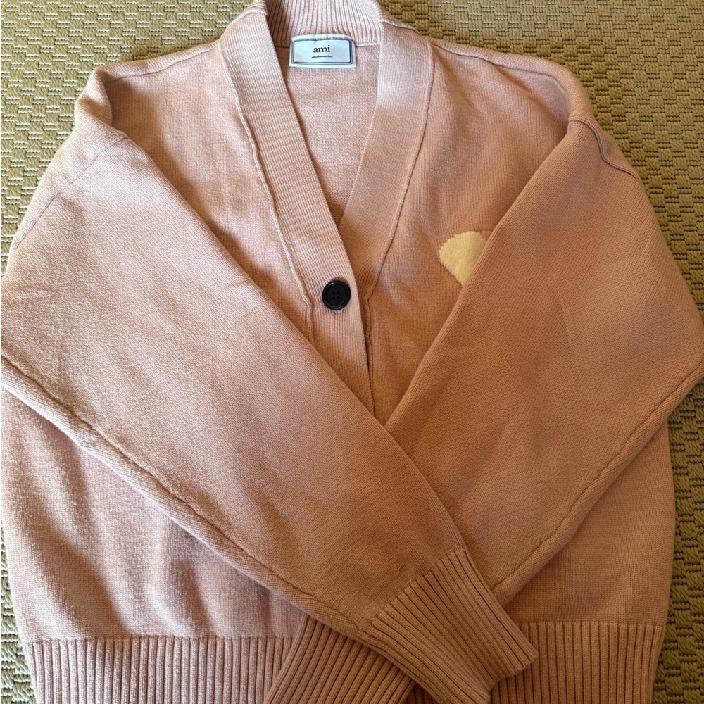 Ami Pink Cardigan Sweater